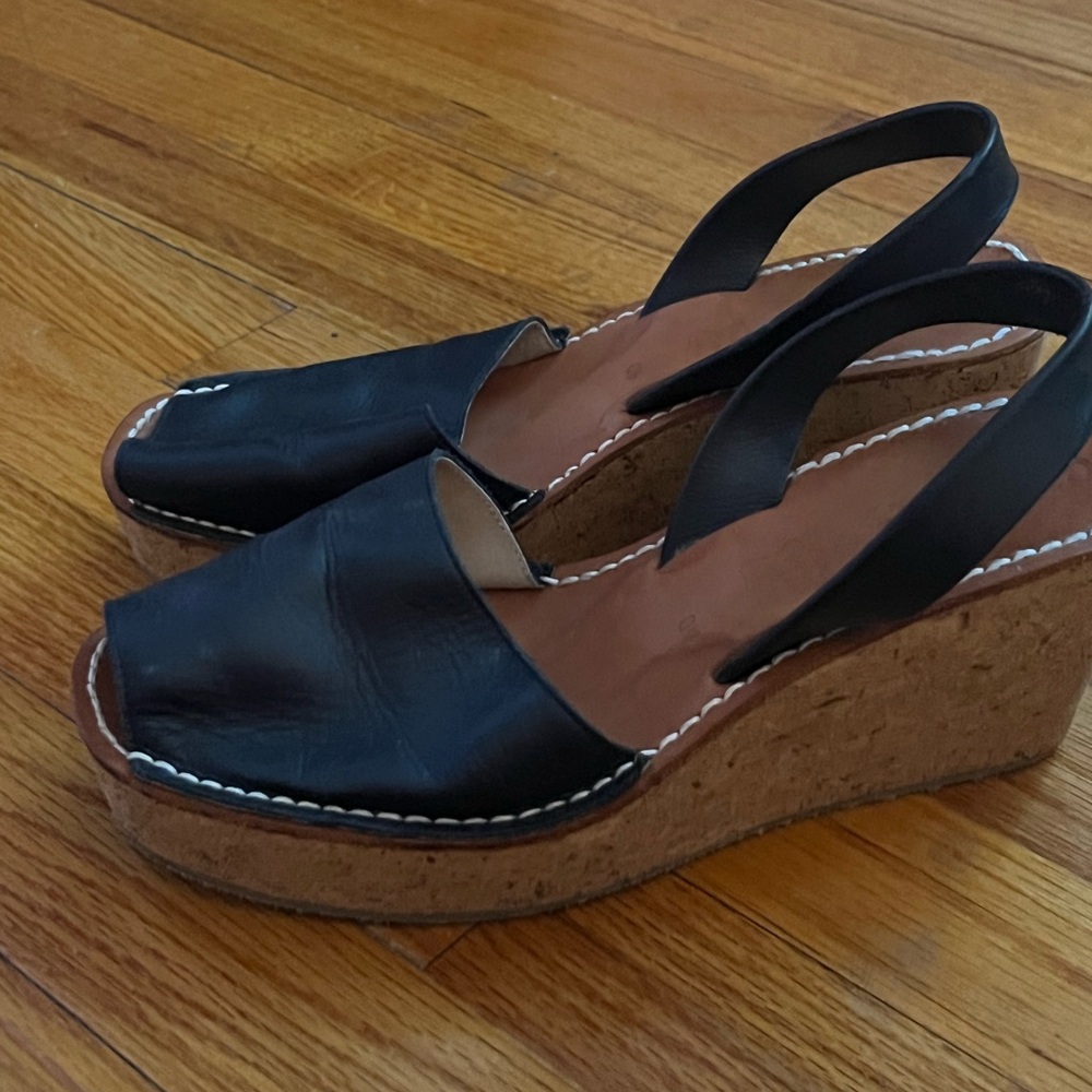 Black Wedge Sandals